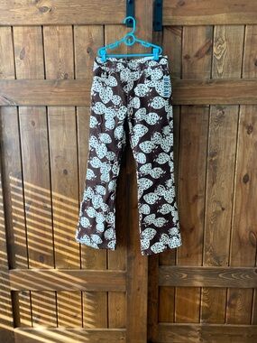 BDG Brown & White Strawberry-Print Bootcut Jeans